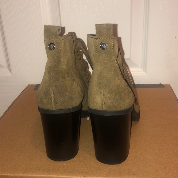 SAM EDELMAN Army Green Suede Heeled Boots - Picture 4 of 8